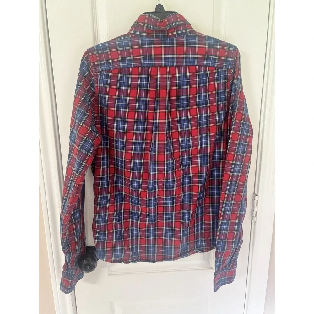 Abercrombie & Fitch Shirt Mens Medium Red Plaid Muscle Button Down Long‎ Sleeve